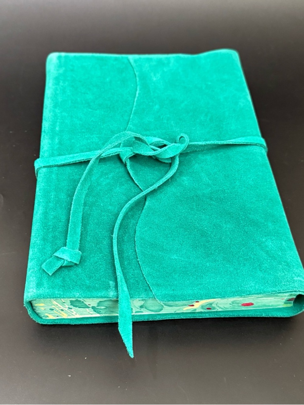 PAPYRUS Luxurious Italian Teal Green Suede Leather Journal Diary Notebook - Picture 4 of 16